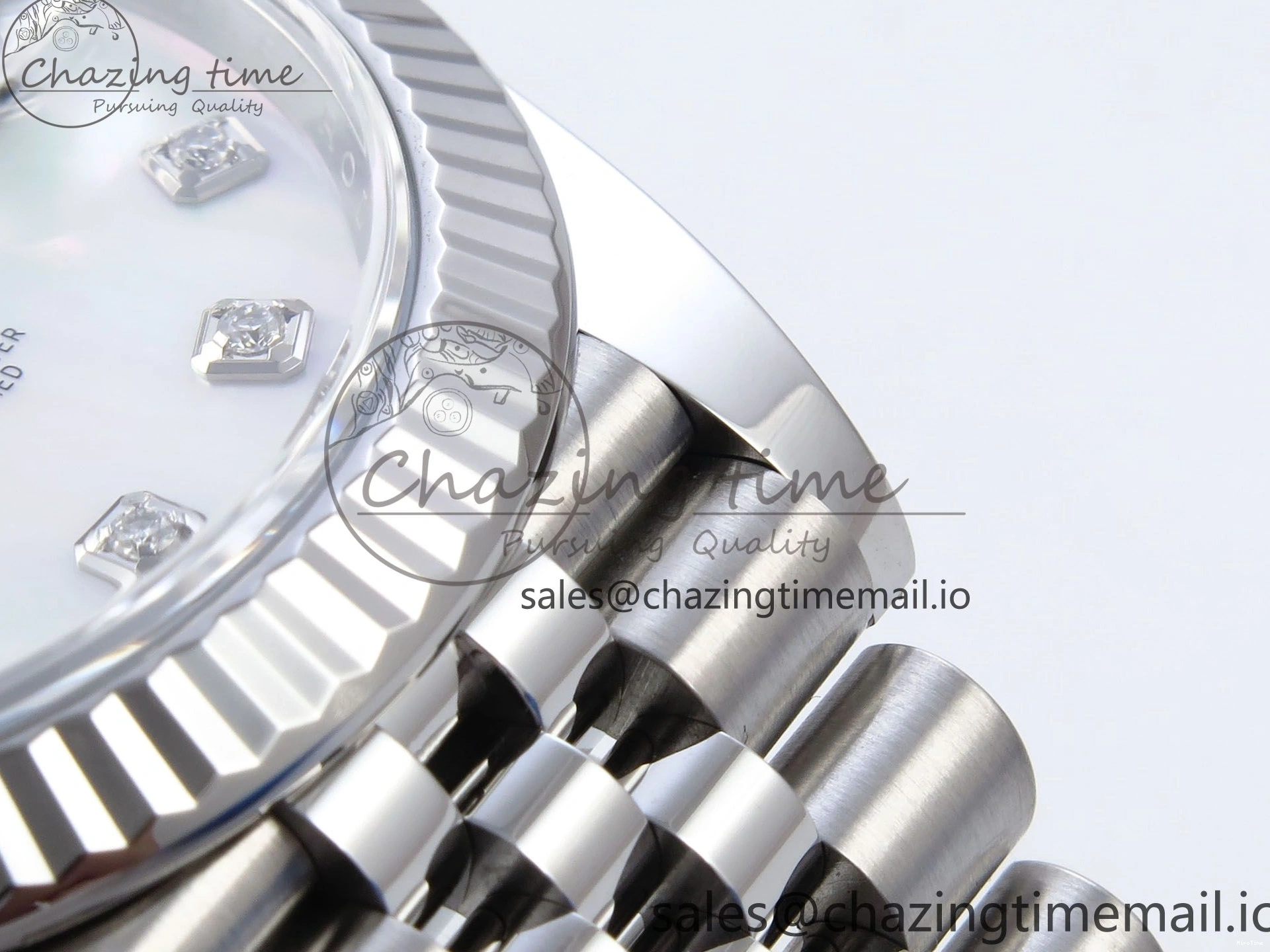 MiroTime 1230 Datejust 126334 41mm SS Clean 1:1 Best Edition White Pearl Moissanite Dial on SS Jubilee Bracelet VR Modern 898